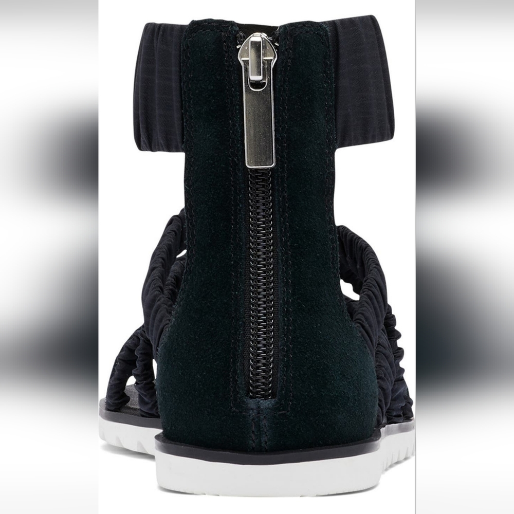 Sorel Black Strappy Elastic Ankle Sandals - Picture 5 of 9